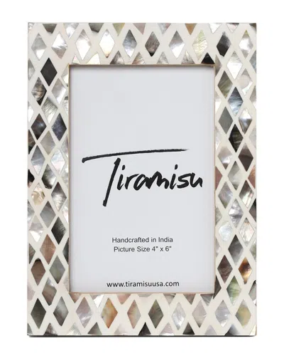 Tiramisu Mother Of Pearl Picture Frame- Diamond Pattern In Ivory