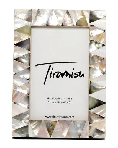 Tiramisu Mother Of Pearl Picture Frame- Half Diamond Pattern In Ivory