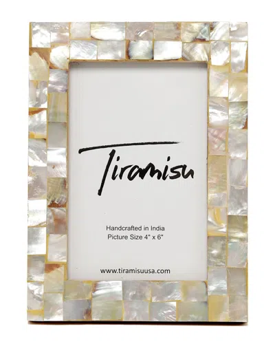 TIRAMISU TIRAMISU MOTHER OF PEARL PICTURE FRAME- HERRINGBONE PATTERN