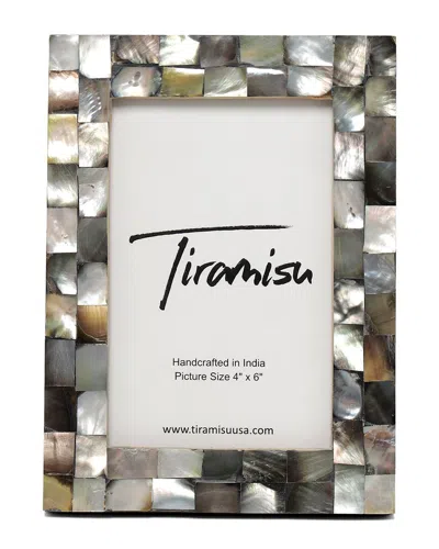 Tiramisu Mother Of Pearl Picture Frame- Stack Bond Pattern In Grey