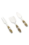 Tiramisu Mother Of Pearl Set Of 3 Cheese Knives In Silver