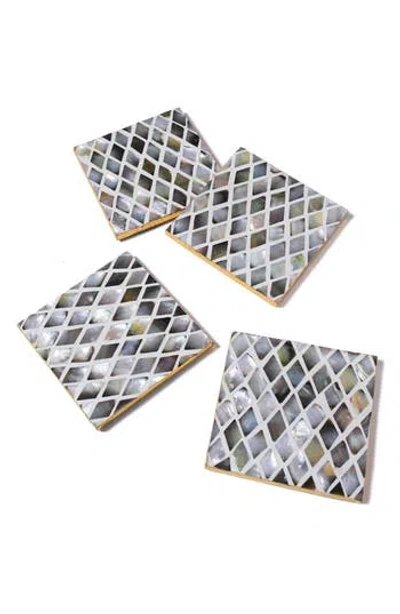 Tiramisu Mother-of-pearl Set Of 4 Coasters In Multi
