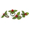 Tiramisu Natures Harmony Set Of 4 Napkin Rings In Green/red
