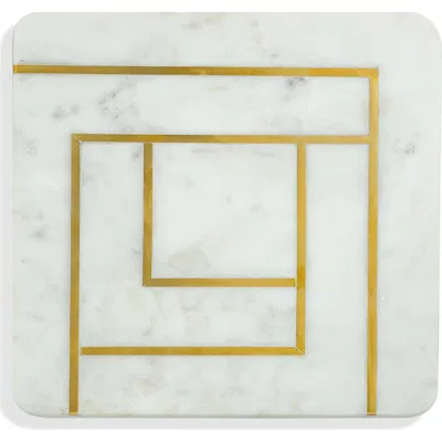 Tiramisu Noble Lineage Marble Platter In White/gold