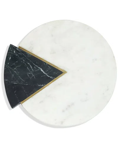 Tiramisu Noir Blanc Marble Circle Platter In White