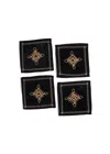 Tiramisu Noir Mosaic Cocktail Napkins In Black