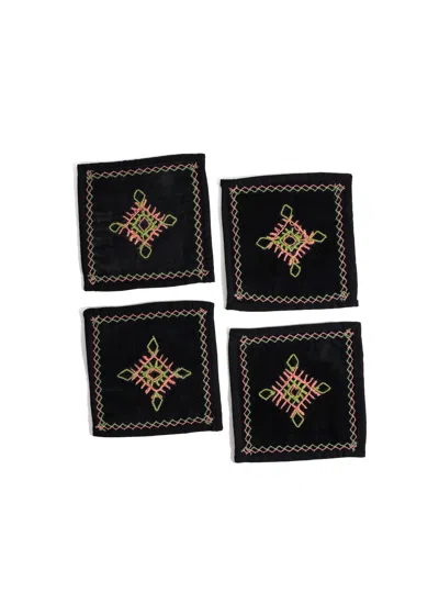 Tiramisu Noir Mosaic Cocktail Napkins In Black