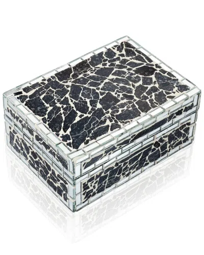 Tiramisu Obsidian Crackle Mosaic Decorative Box In Black