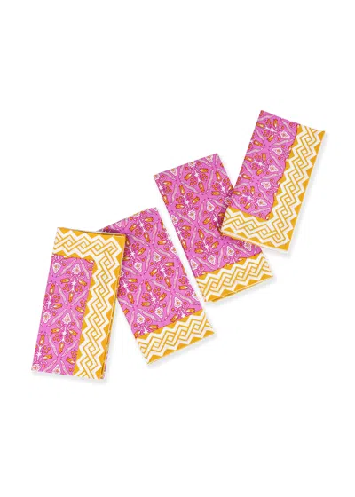 Tiramisu Orchid Luxe Block Print Cotton Napkins