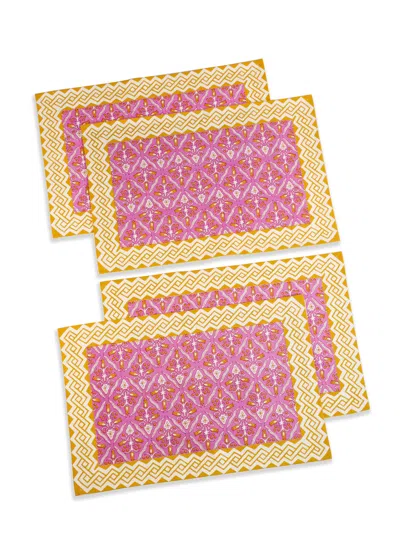 Tiramisu Orchid Luxe Block Print Cotton Placemats