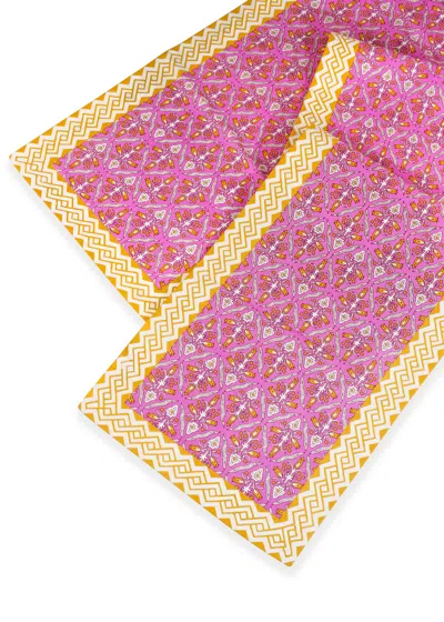 Tiramisu Orchid Luxe Block Print Cotton Table Runner