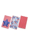 Tiramisu Patriotic Party Set Of 3 Cotton Waffle Kitchen Towels In Multi