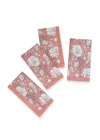 Tiramisu Peach Blossom Block Print Cotton Napkins In Pink