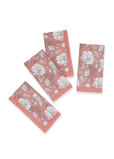 Tiramisu Peach Blossom Block Print Cotton Napkins