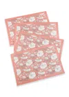 Tiramisu Set Of 4 Peach Blossom 1 Block Print Placemats In Pink