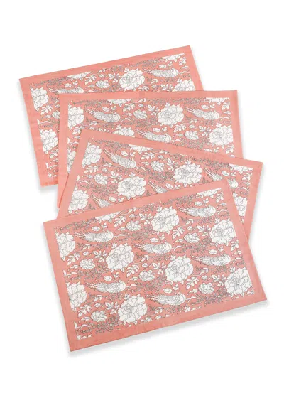 Tiramisu Peach Blossom Block Print Cotton Placemats