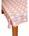 Tiramisu Peach Blossom Block Print Cotton Tablecloth In Orange
