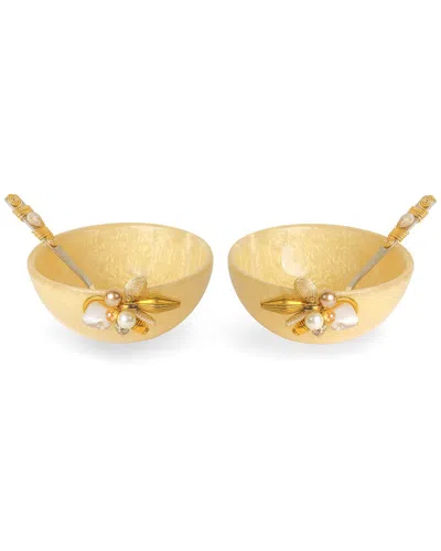 Tiramisu Pearl Decorative Snack Bowls (set Of 2) In Gold