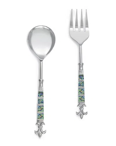 Tiramisu Pearlescent Salad Server Set In Blue