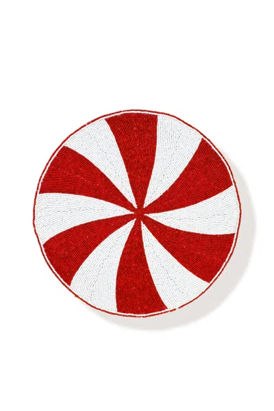 Tiramisu Peppermint Swirl Beaded Holiday Placemat In Multi