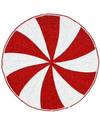 TIRAMISU TIRAMISU PEPPERMINT SWIRL BEADED HOLIDAY PLACEMAT