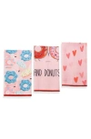 Tiramisu Perfect Pair Set Of 3 Kitchen Towels In Pink