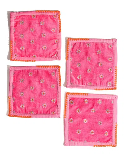 TIRAMISU TIRAMISU PINK BLOSSOM EMBROIDERED COCKTAIL NAPKINS
