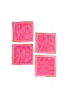 Tiramisu Embroidered Set Of 4 Cocktail Napkins In Pink