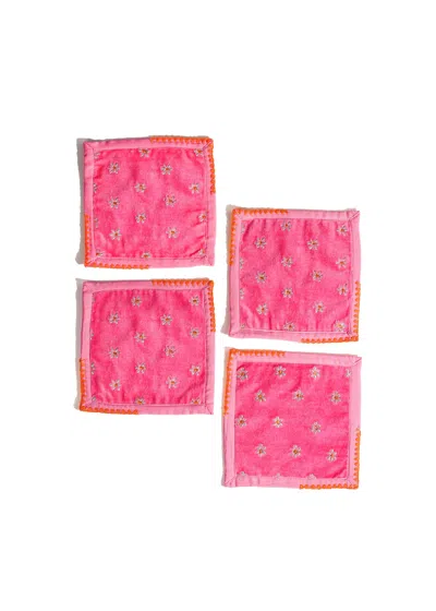 TIRAMISU PINK BLOSSOM EMBROIDERED COCKTAIL NAPKINS
