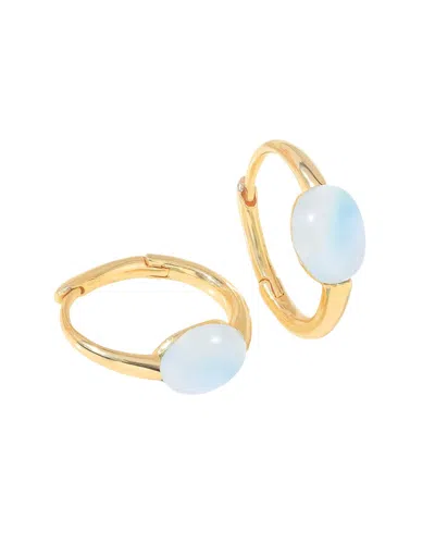 Tiramisu Plated 2.32 Ct. Tw. Rainbow Moonstone Hoop Earrings In Blue