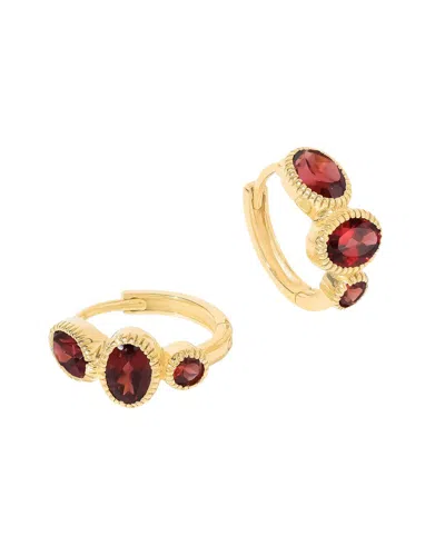 Tiramisu Plated 2.71 Ct. Tw. Garnet Hoop Earrings In Red