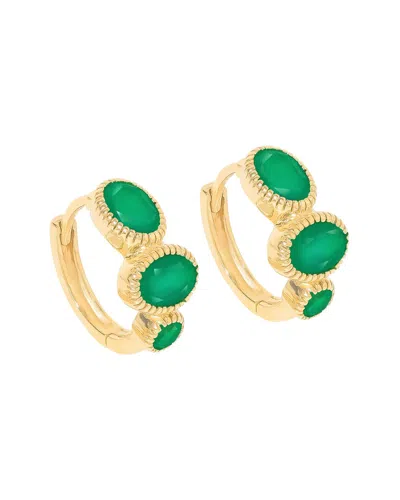 Tiramisu Plated 2.71 Ct. Tw. Green Onyx Hoop Earrings