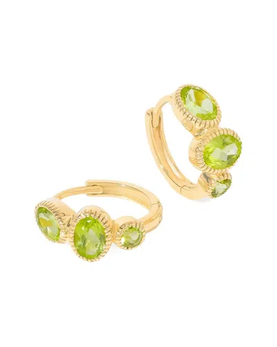 Tiramisu Plated 2.78 Ct. Tw. Peridot Hoop Earrings In Green