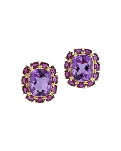 Tiramisu Plated 2.84 Ct. Tw. Purple Amethyst, Rhodolite Garnet Stud Earrings