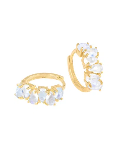 Tiramisu Plated 2.87 Ct. Tw. Rainbow Moonstone Hoop Earrings In Gold