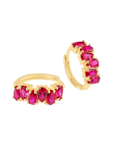 Tiramisu Plated 3.22 Ct. Tw. Lab Created Ruby Hoop Earrings In Transparent