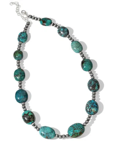 Tiramisu Plated Natural Turquoise Statement Necklace In Green