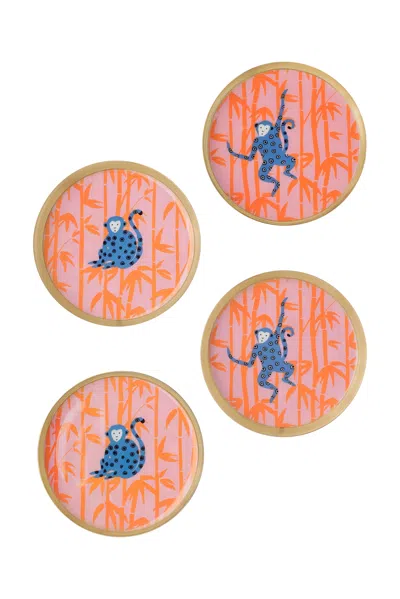 Tiramisu Playful Jungle Metal Coaster Set In Multi