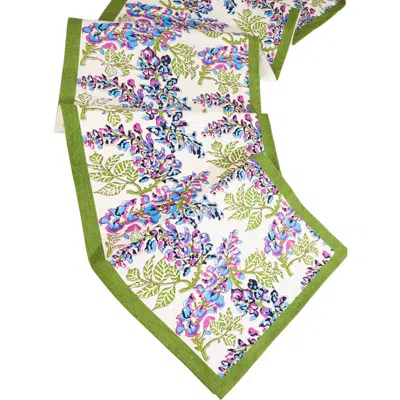 Tiramisu Print Cotton Table Runner In Green