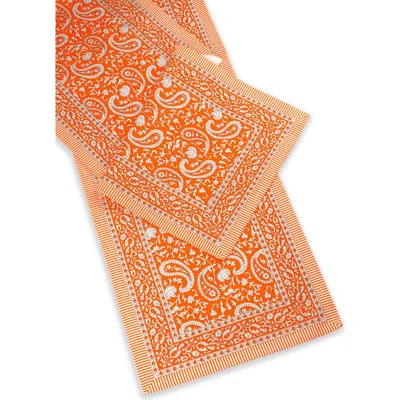 Tiramisu Print Cotton Table Runner In Orange