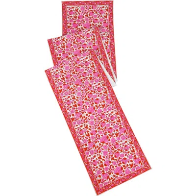 Tiramisu Print Cotton Table Runner In Pink