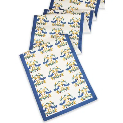 Tiramisu Print Cotton Table Runner In White