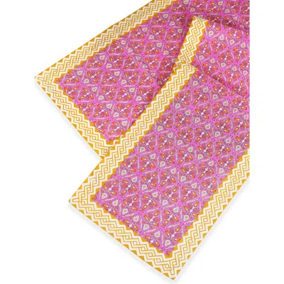 Tiramisu Print Cotton Table Runner In Pink