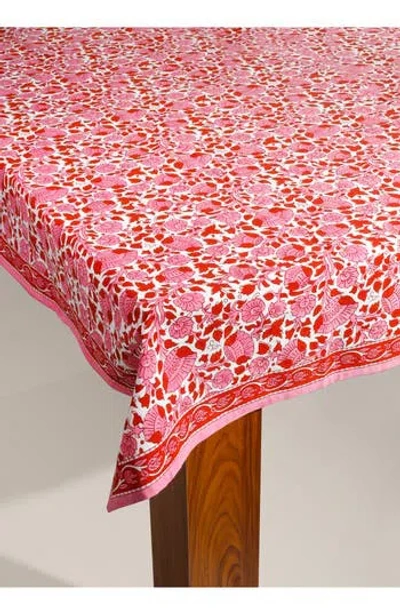 Tiramisu Print Cotton Tablecloth In Pink