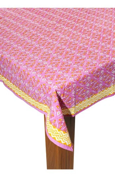 Tiramisu Print Cotton Tablecloth In Pink