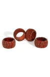 Tiramisu Radiant Beaded Set Of 4 Napkin Rings In Red