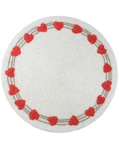 Tiramisu Radiant Hearts Beaded Placemat In White