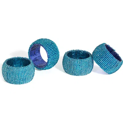 Tiramisu Radiant Rounds Set Of 4 Napkin Rings In Blue