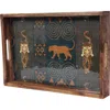 Tiramisu Rectangular Resin & Wood Decorative Tray Set In Brown