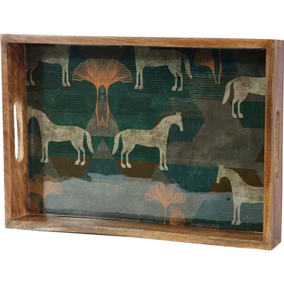 Tiramisu Rectangular Resin & Wood Decorative Tray Set In Brown